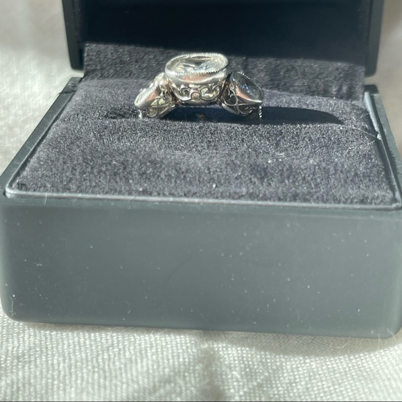 Synthetic Diamond Engagement Ring stackable sterling silver cubic zirconia - Picture 5 of 11